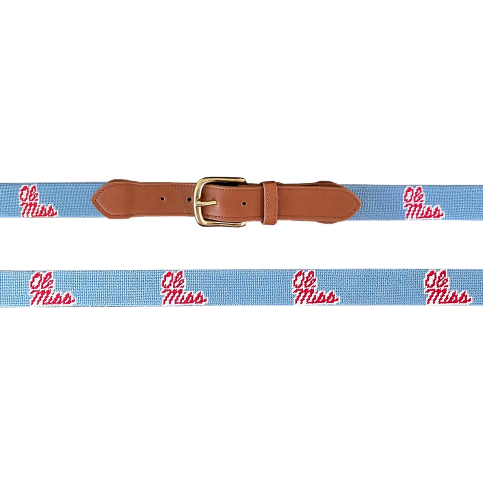 New Ole Miss Powder Blue Needlepoint Belt