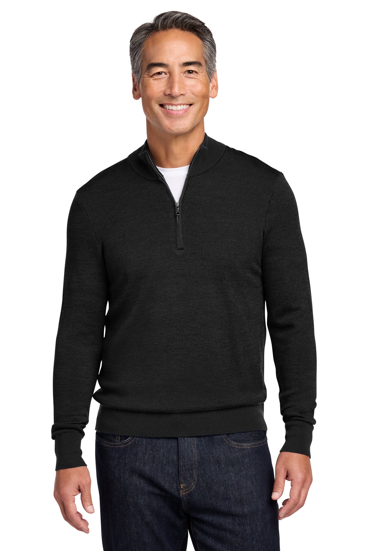 Brooks Brothers® Washable Merino Birdseye 1/4-Zip Sweater