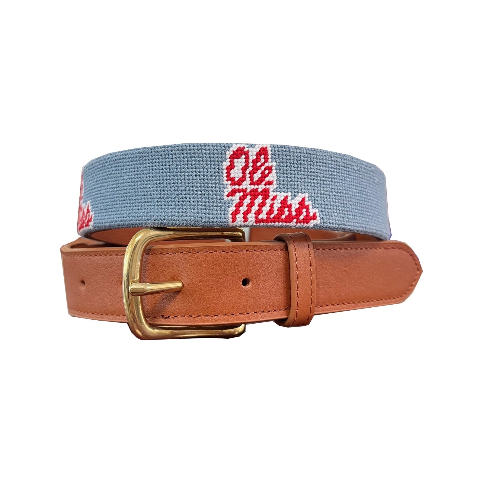 New Ole Miss Powder Blue Needlepoint Belt