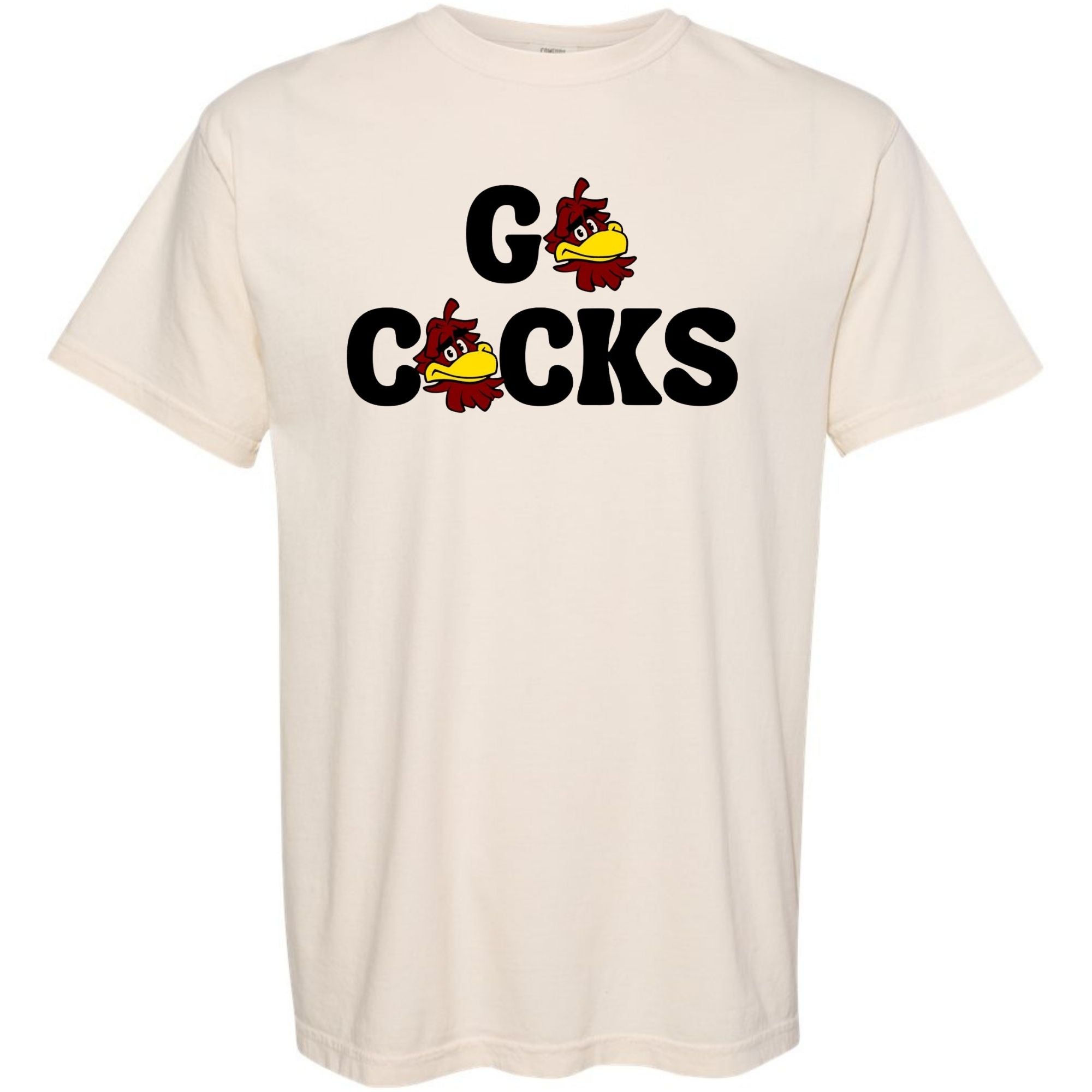 Funny Gamecocks fan shirt with bold college football graphic on white tee, Southern tailgate humor t-shirt
 ivory comfort colors 
