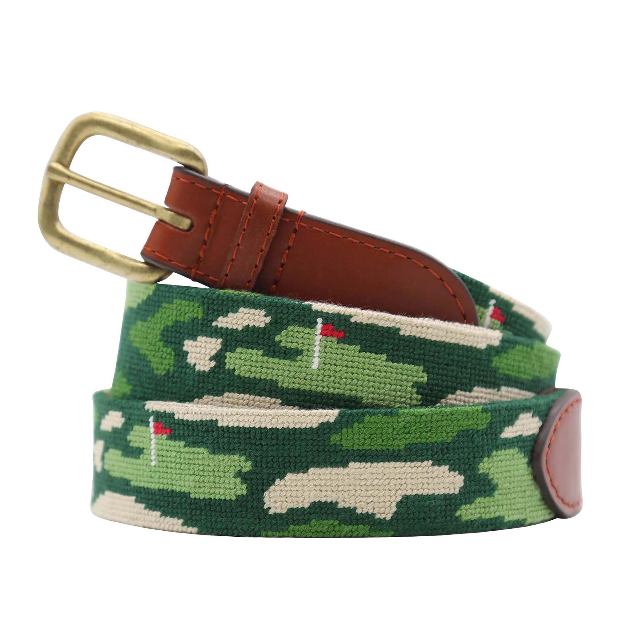 Golf Needlepoint Belt | Hand-Stitched Needlepoint Leather Belt
