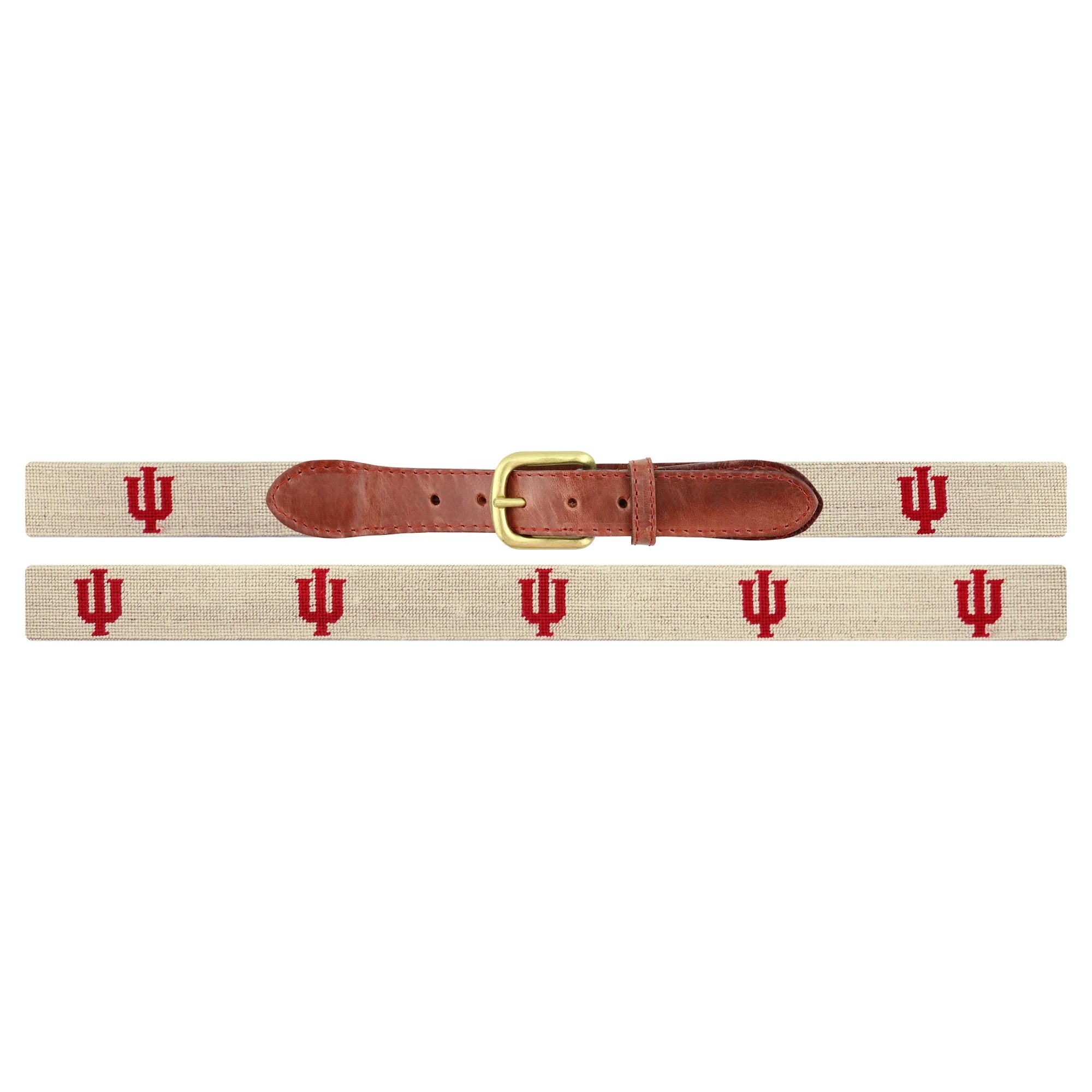 Indiana Hoosiers Needlepoint Belt – Hand-Stitched Canvas & Leather