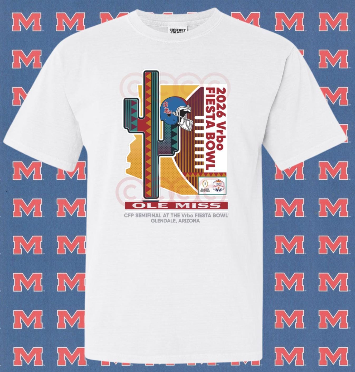 Retro Ole Miss Rebels 2026 Fiesta Bowl Shirt | CFP Semifinal Tee | Ole Miss Football Playoff Shirt | Arizona Bowl Game Shirt