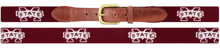 Mississippi State Needlepoint Belt – Maroon & White