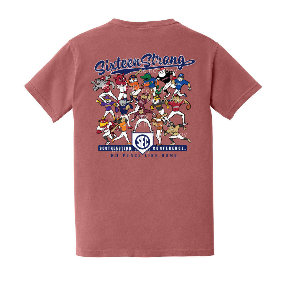 Sixteen Strong SEC Mascot Baseball - Comfort Colors Tee