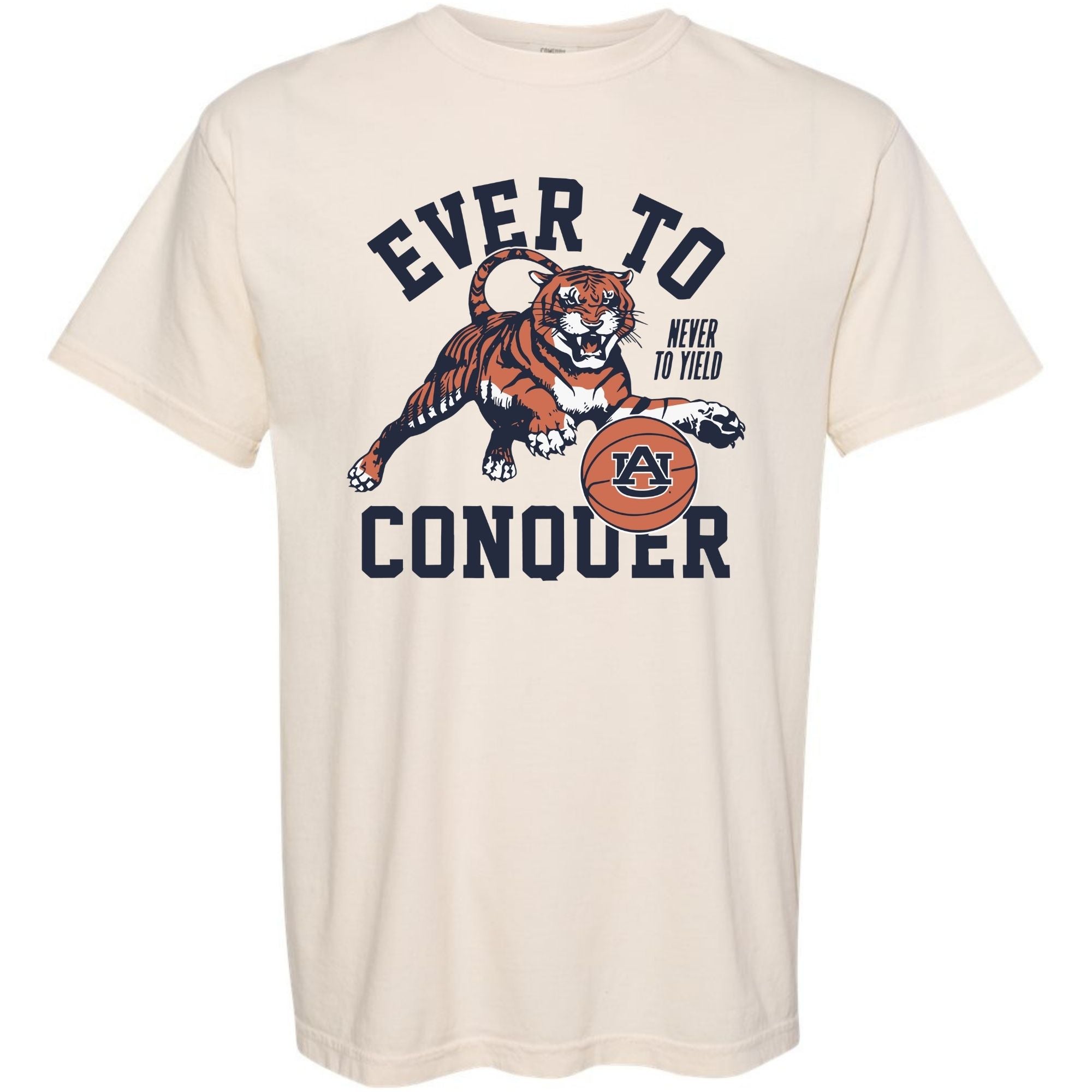 comfort colors Auburn “Ever to Conquer” Vintage Tiger Tee – Official Tigers Spirit Shirt