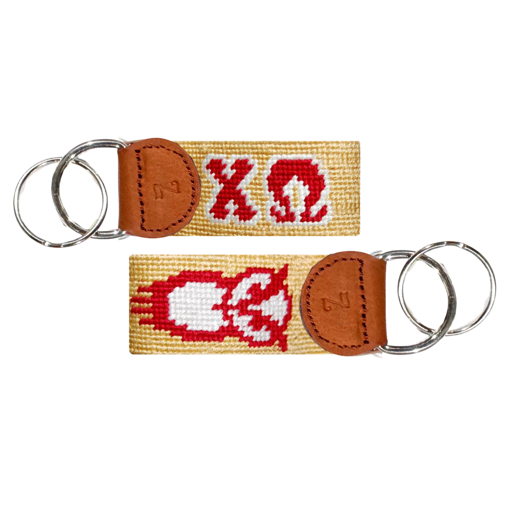 Chi Omega (ΧΩ) Needlepoint Key Fob