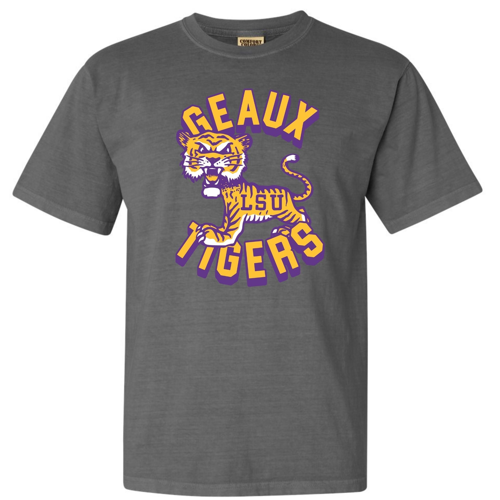 Vintage LSU Geaux Tigers T-Shirt – Retro Tiger Mascot Tee | Classic Louisiana State University Shirt