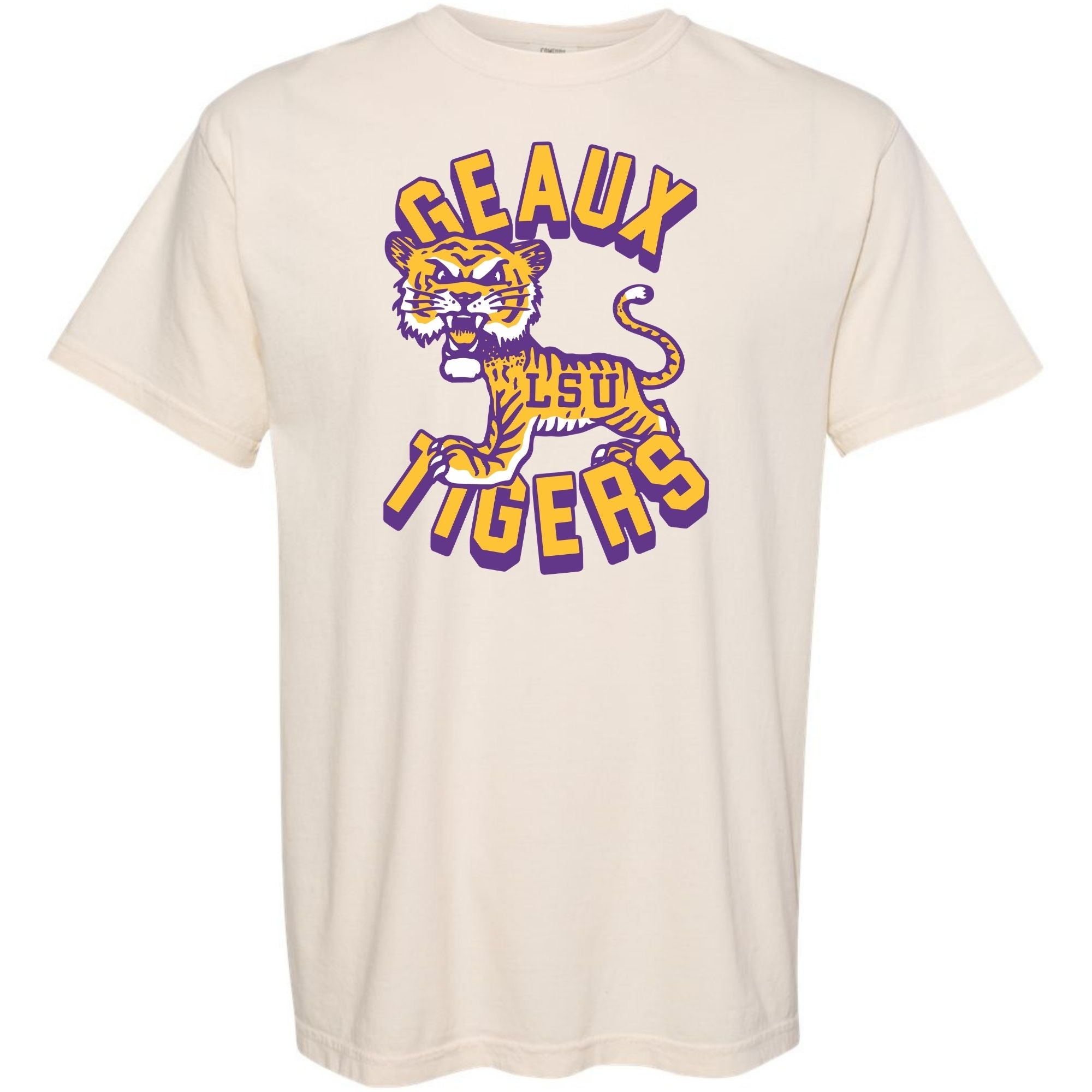 Vintage LSU Geaux Tigers T-Shirt – Retro Tiger Mascot Tee | Classic Louisiana State University Shirt