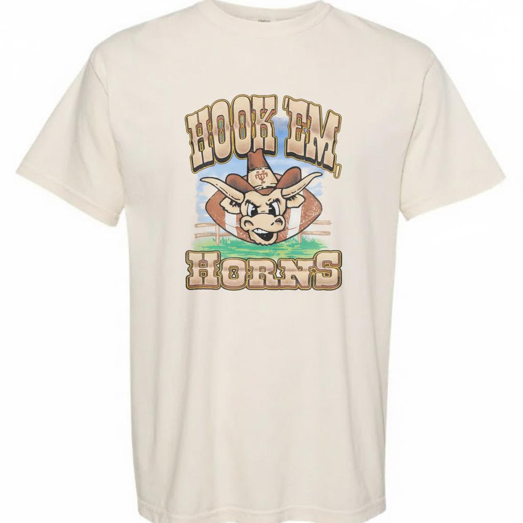HOOK' EM Horns! UT Longhorns Graphic Tee • Vintage Texas Game Day Shirt