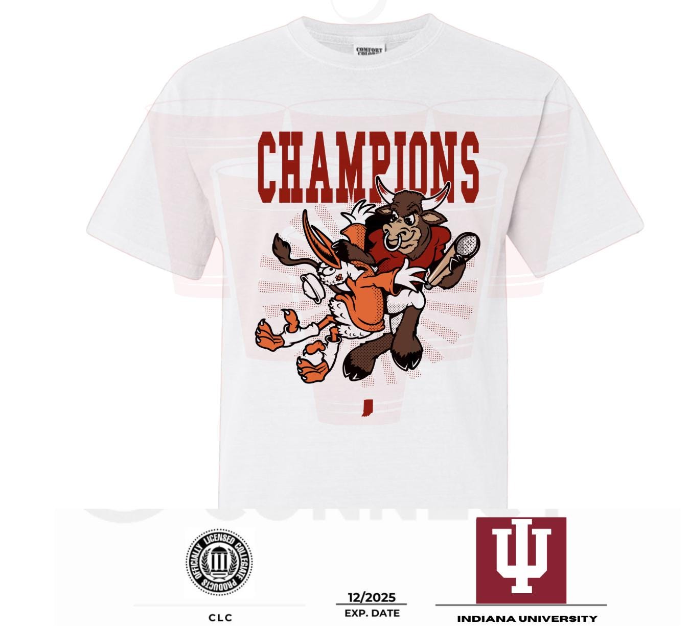Bison Hoosiers Mascot Indiana 2025 National Champions Tee Never DAUNTED IU Football| HOOSIERS| main