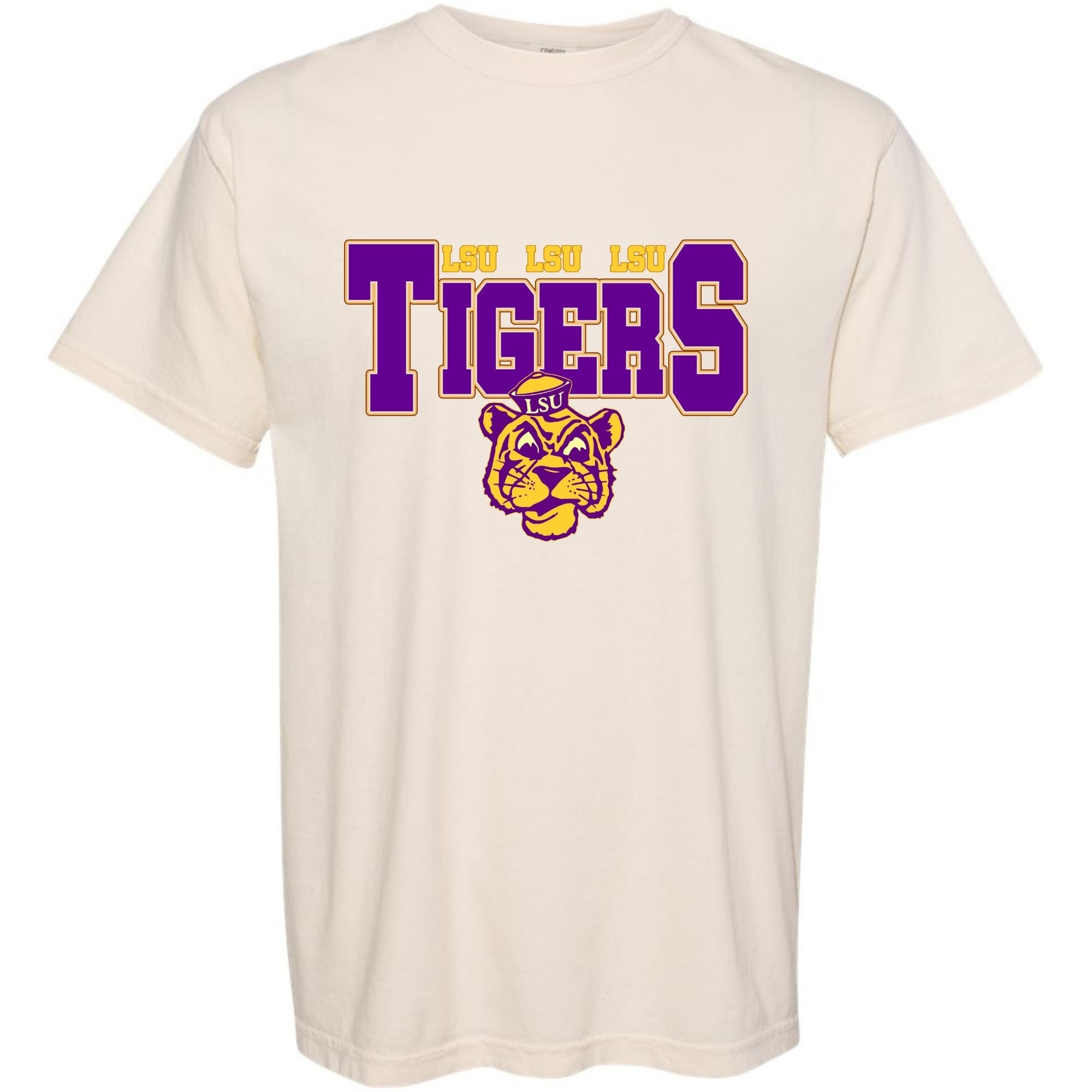 LSU Tigers Retro Vintage Graphic Tee – Classic Purple & Gold Louisiana State University Shirt comfort colors tshirt 