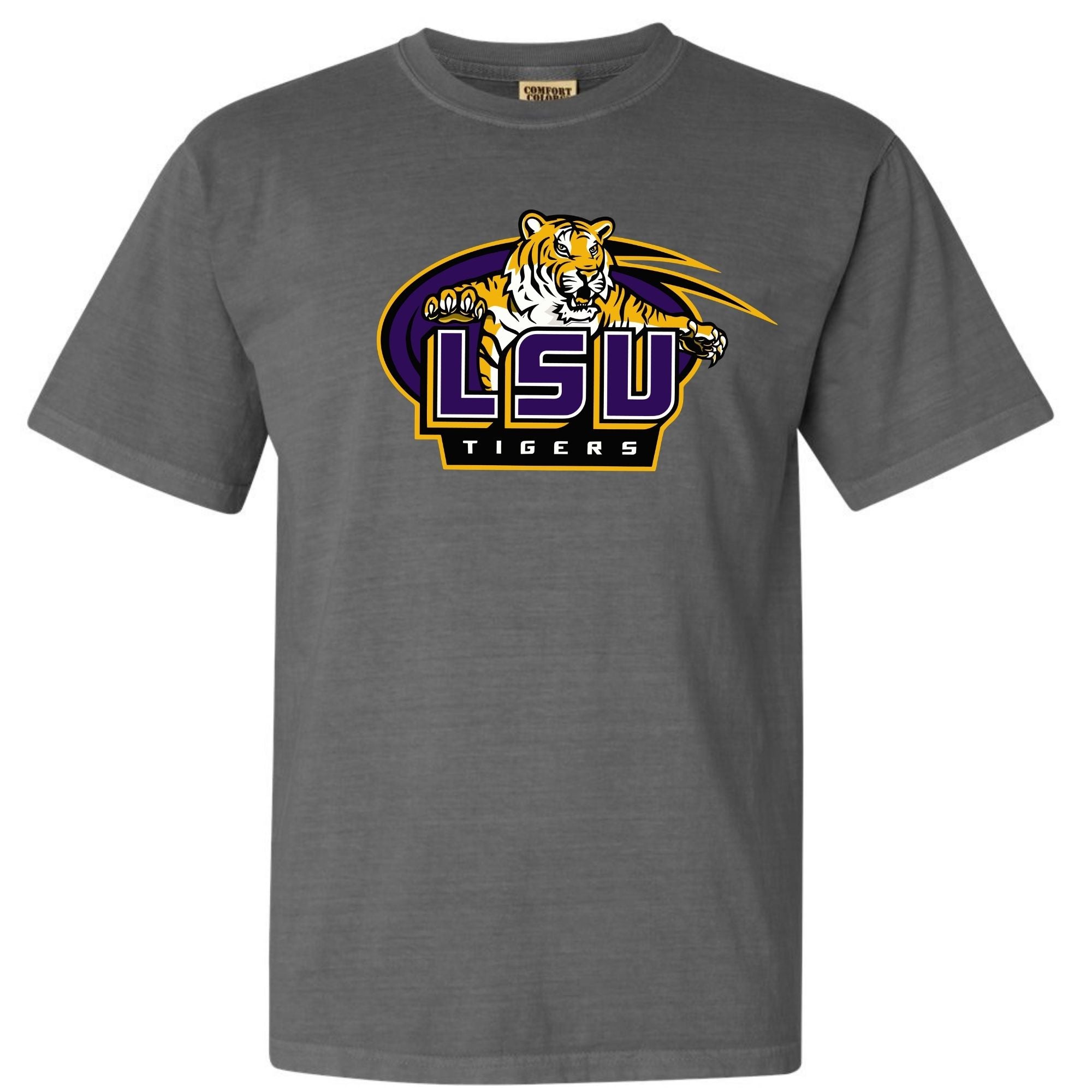 LSU Tigers Vintage Graphic Tee – Retro Purple & Gold Tiger Logo Shirt