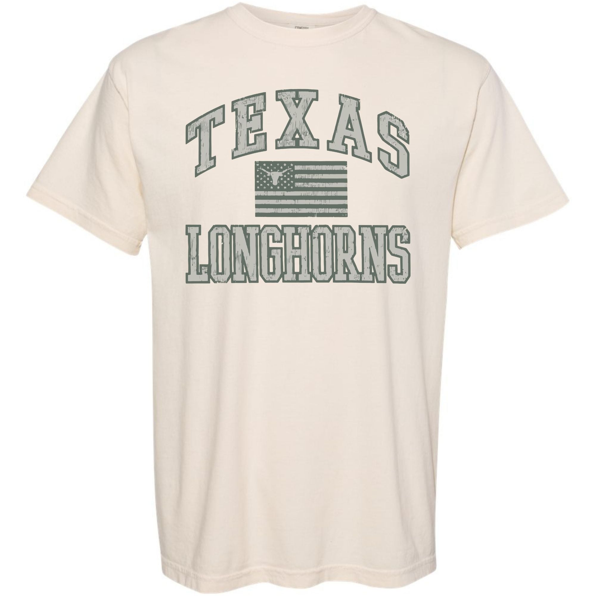 Vintage Texas Longhorns Flag T-Shirt – Retro USA Graphic Tee | Classic University of Texas Longhorns Shirt
