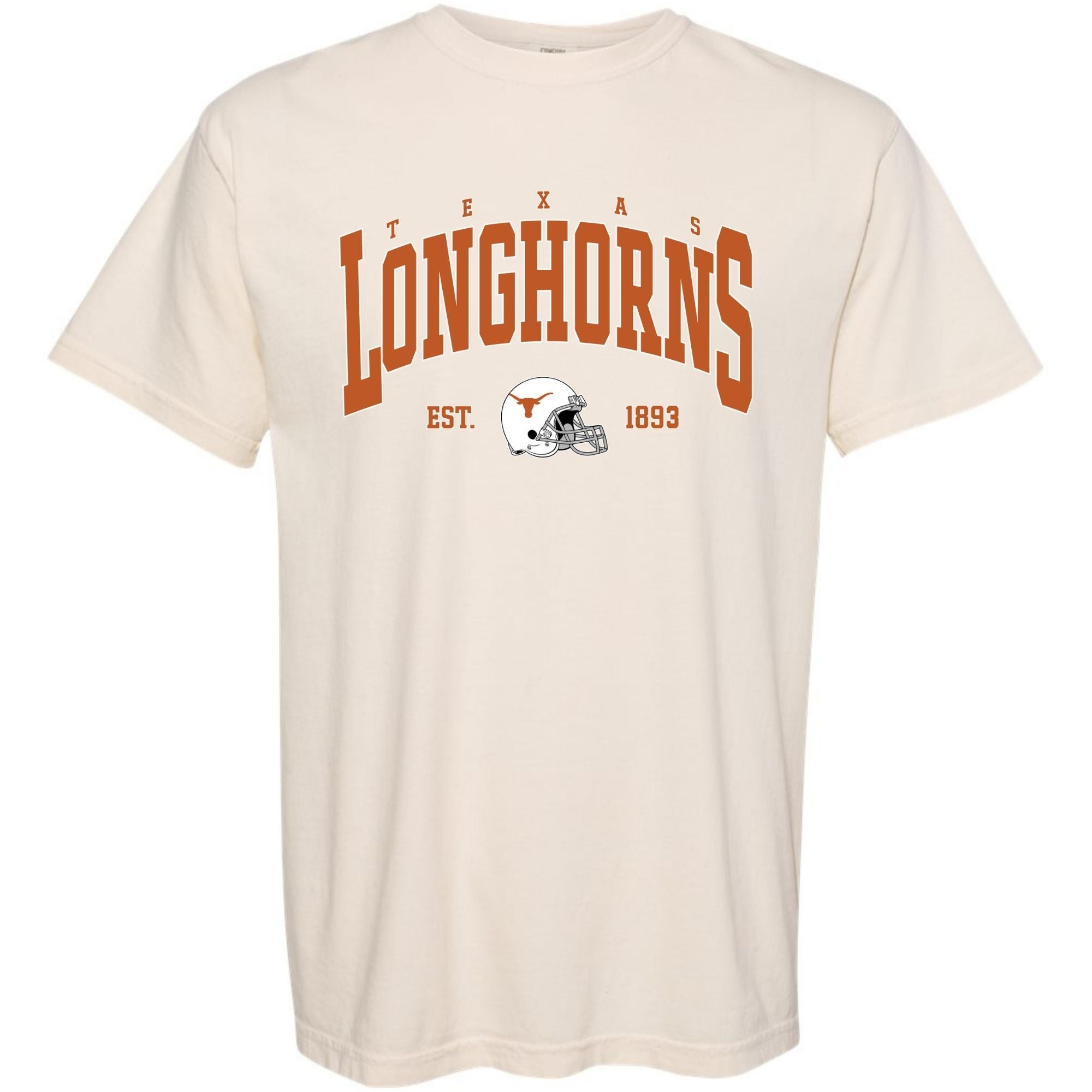comfort color Vintage Texas Longhorns T-Shirt – Retro Helmet Graphic Tee | Classic University of Texas Longhorns Shirt ivory 